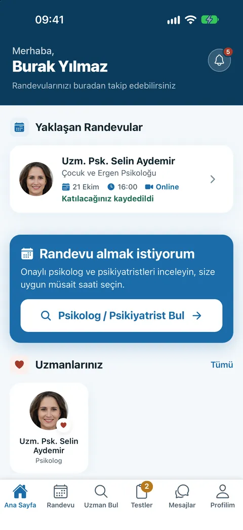 Danışan ana sayfası
