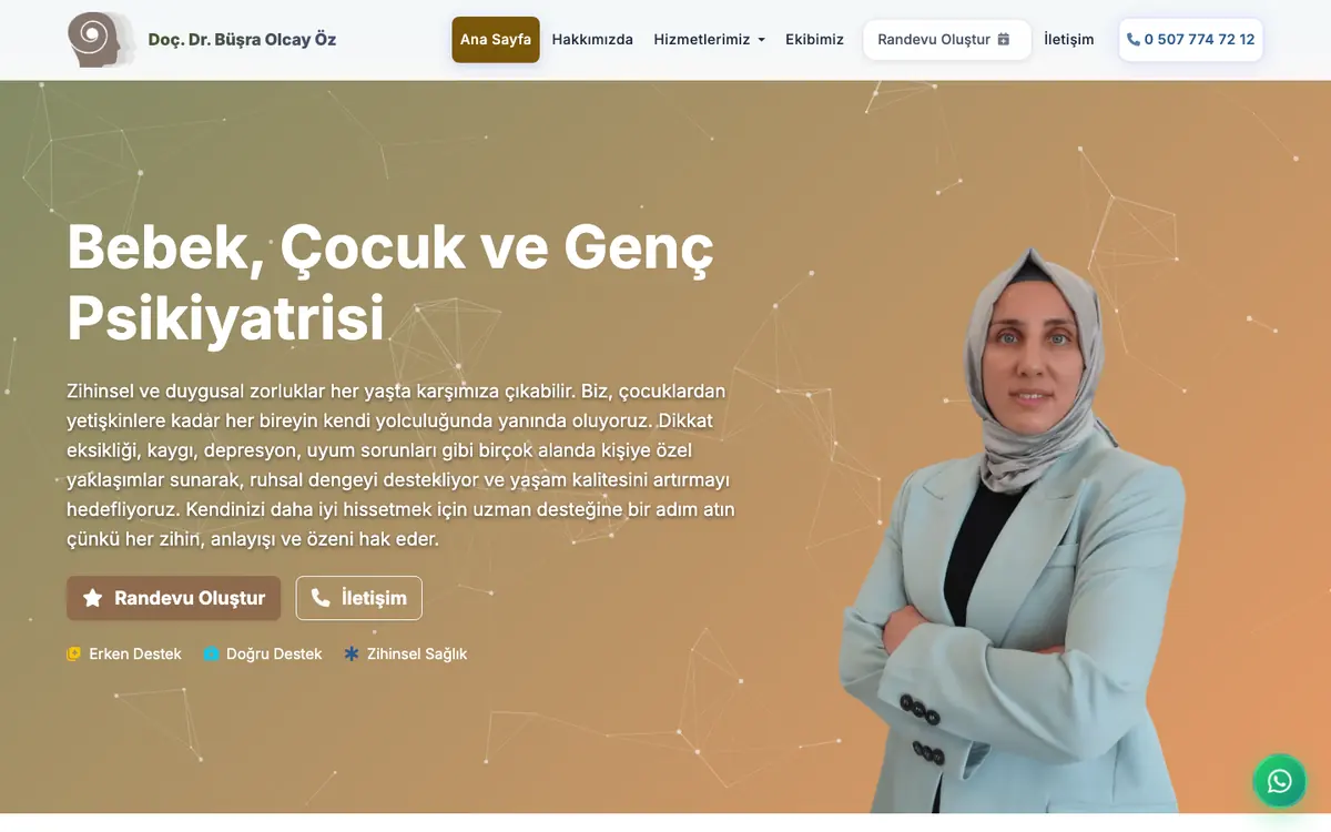 Doç. Dr. Büşra Olcay Öz · Ankara Çocuk Psikiyatrisi masaüstü görünümü