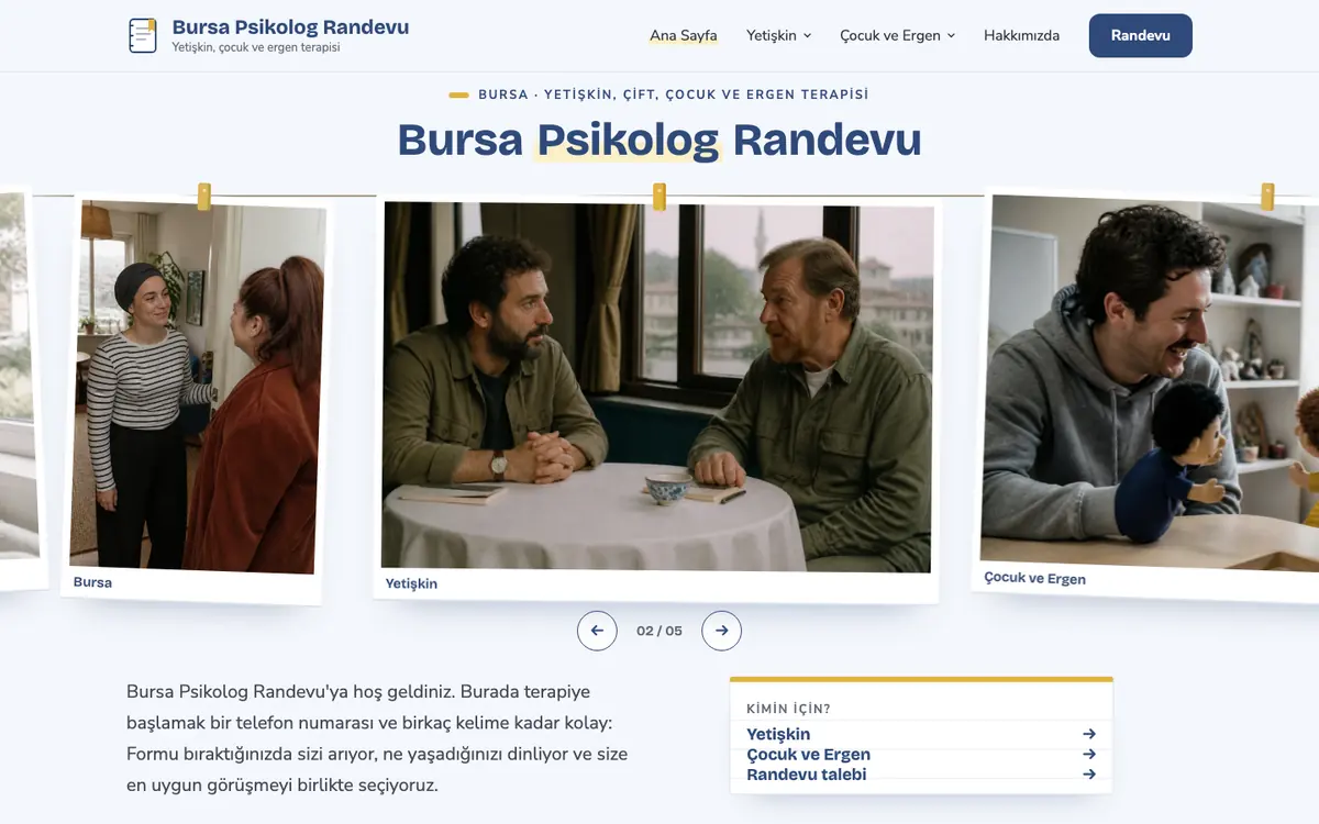 Bursa Psikolog Randevu masaüstü görünümü