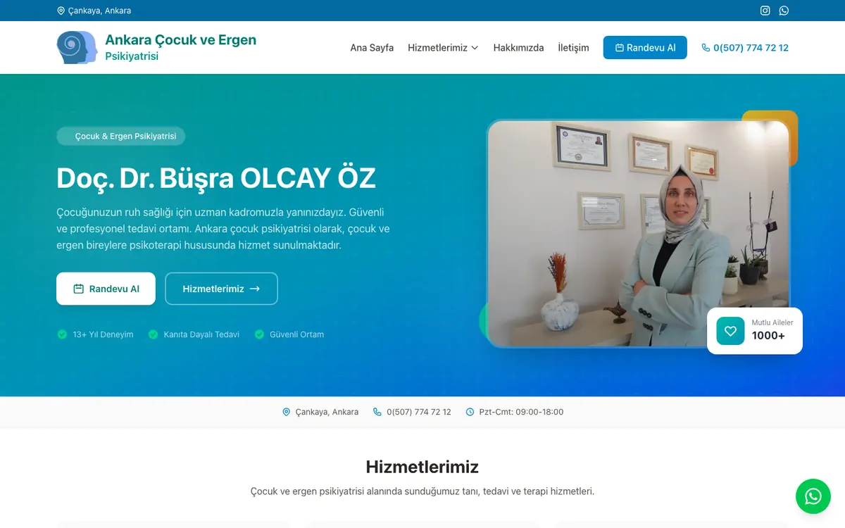 Doç. Dr. Büşra Olcay Öz · Çocuk ve Ergen Psikiyatristi masaüstü görünümü