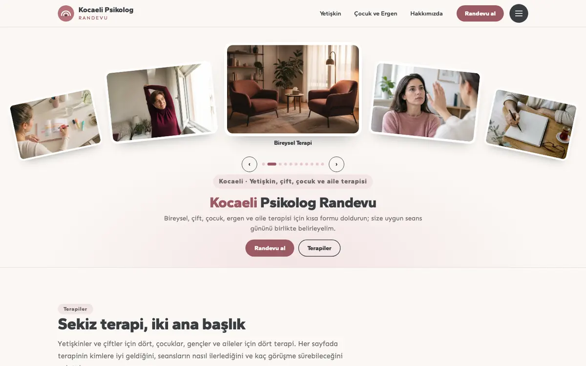 Kocaeli Psikolog Randevu masaüstü görünümü