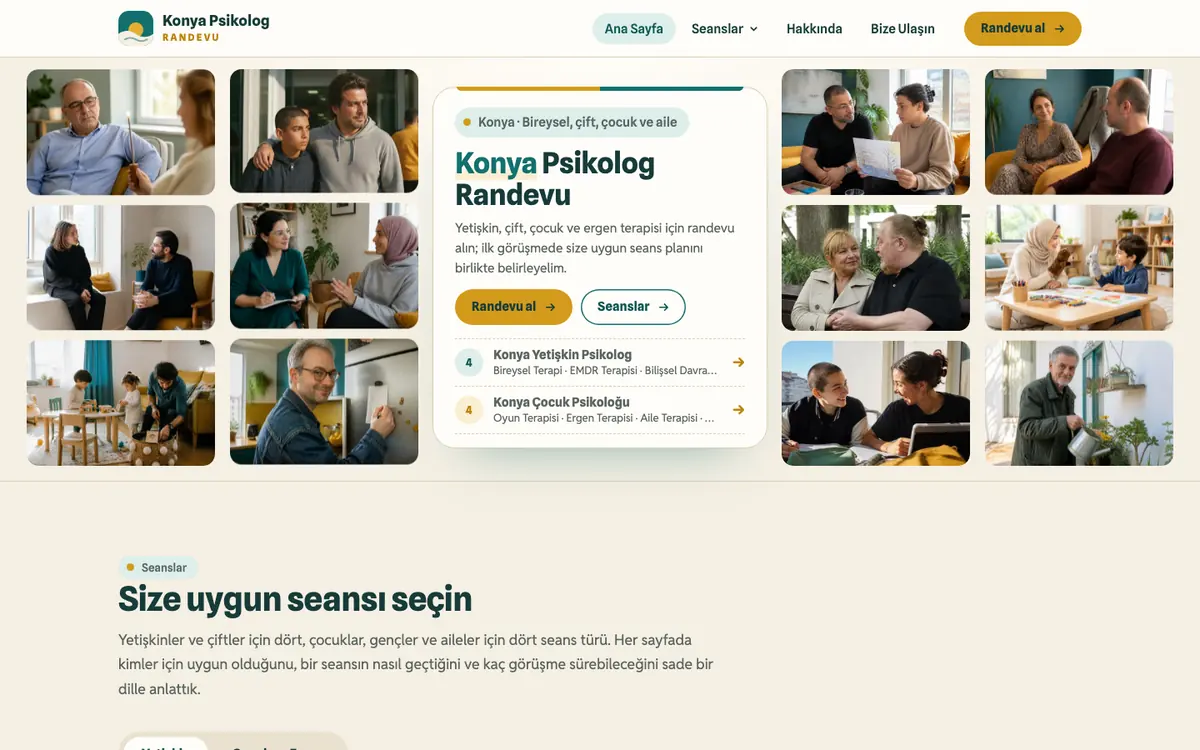 Konya Psikolog Randevu masaüstü görünümü